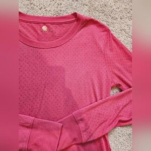 Carhartt Women's Pink Polka Dot Burnout Baselayer Long Sleeve T-shirt Size Small
